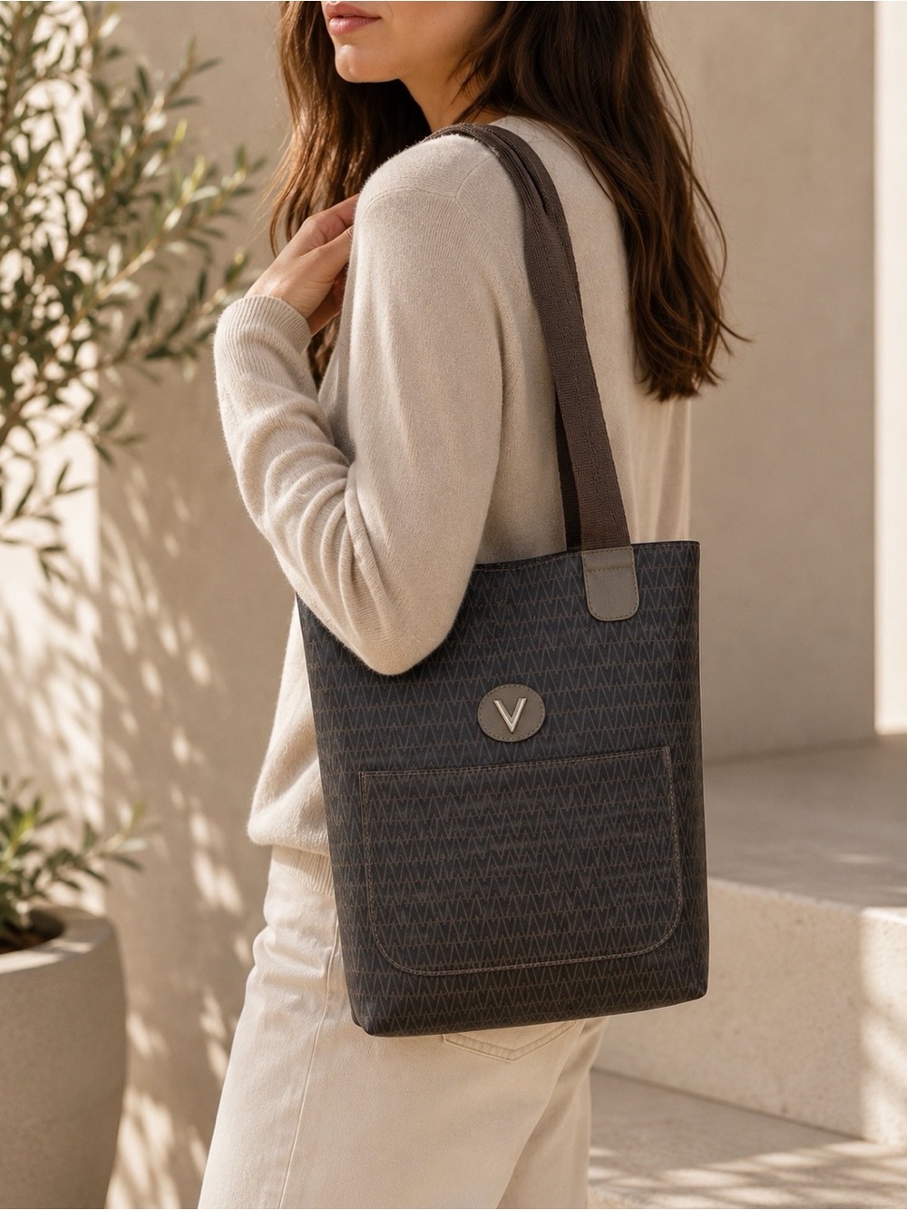 - Mario Valentino "V" Monogram Logo Tote